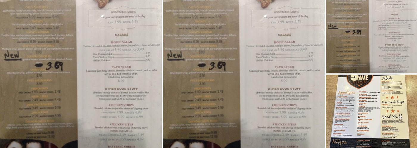 RJ'S on 5th Ave Bar & Grill Menu