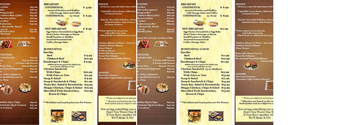 Westside Learning and Event Center Menu
