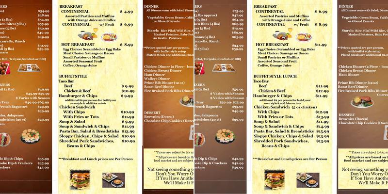 Westside Learning and Event Center Menu