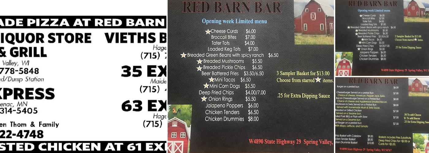 Red Barn Bar Menu