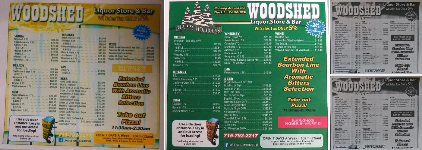 Woodshed Pizza Liquor Store Menu