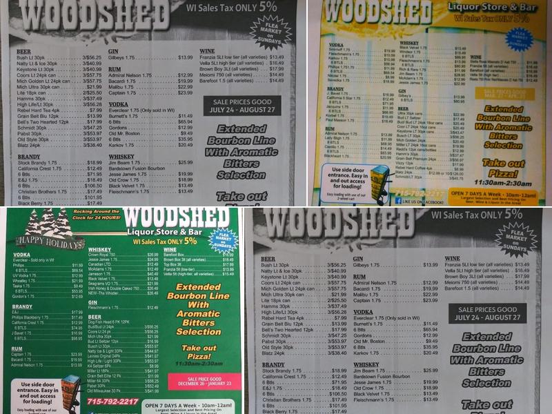 Woodshed Pizza Liquor Store Menu