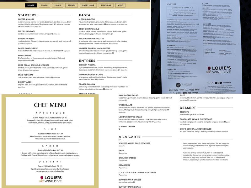 Louie's Wine Dive & Clayton Kitchen Menu
