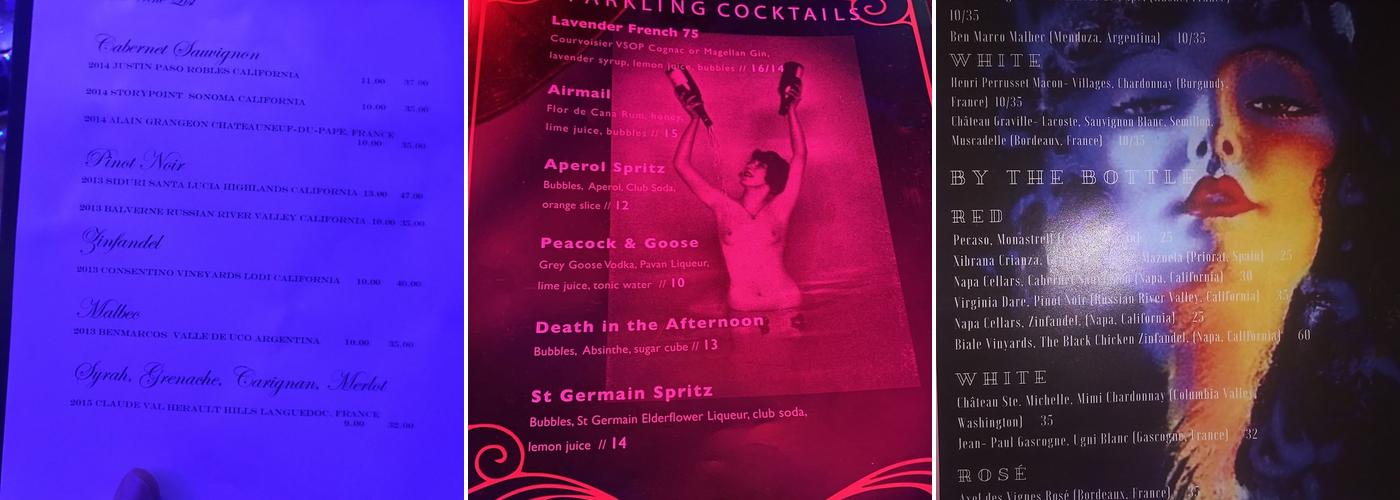 Pagan Wine Bar Menu