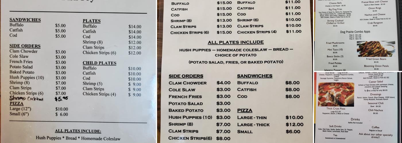 Dog Prairie Tavern Menu