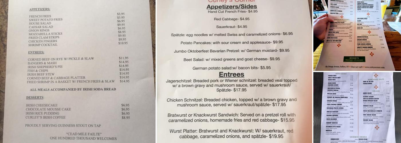Curley's Corner Menu