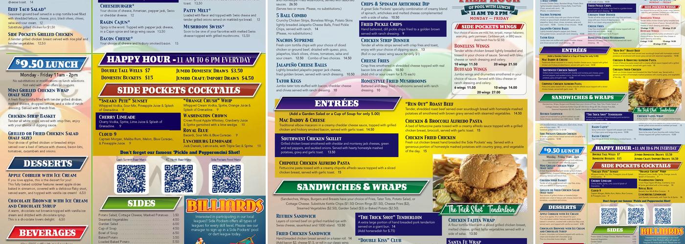 Side Pockets - North Menu