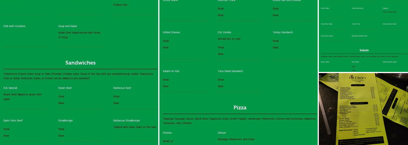 OB. Clark's Menu