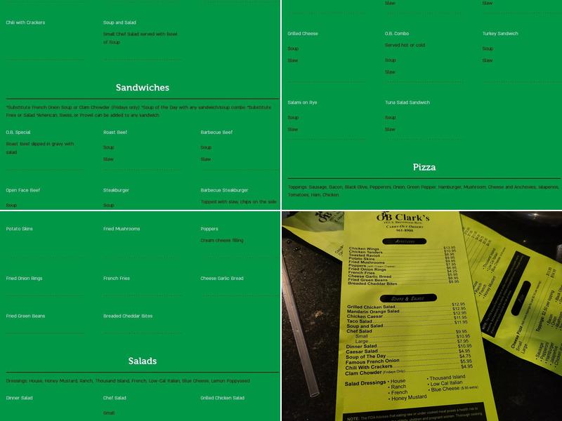 OB. Clark's Menu
