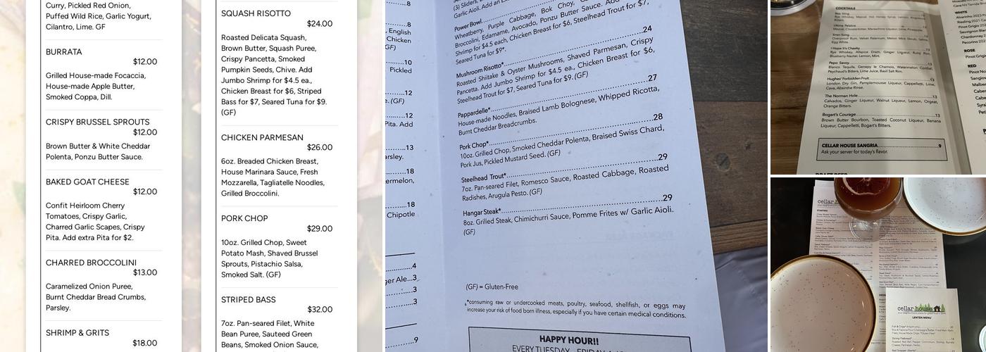 Cellar House Menu