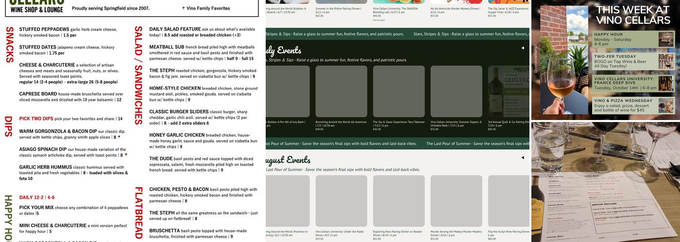 Vino Cellars Menu