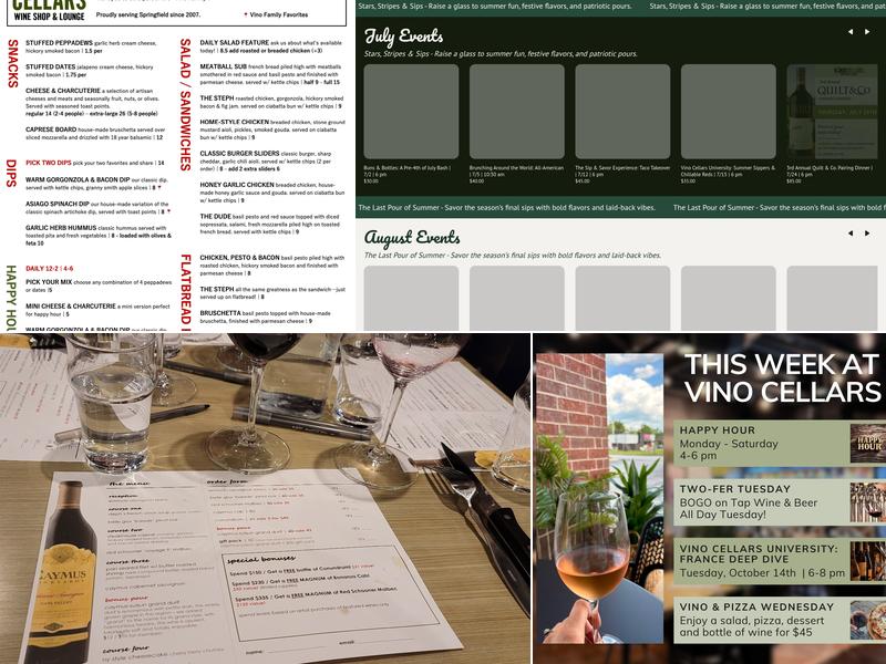 Vino Cellars Menu