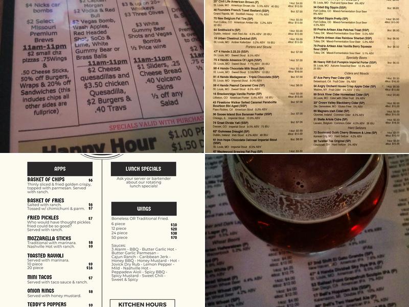 Nick's Pub Menu