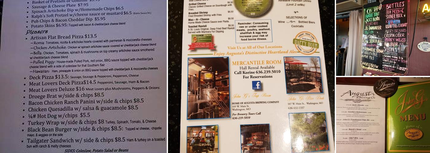 John G's Bier Deck Menu