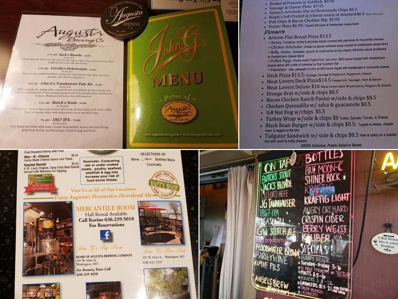 John G's Bier Deck Menu