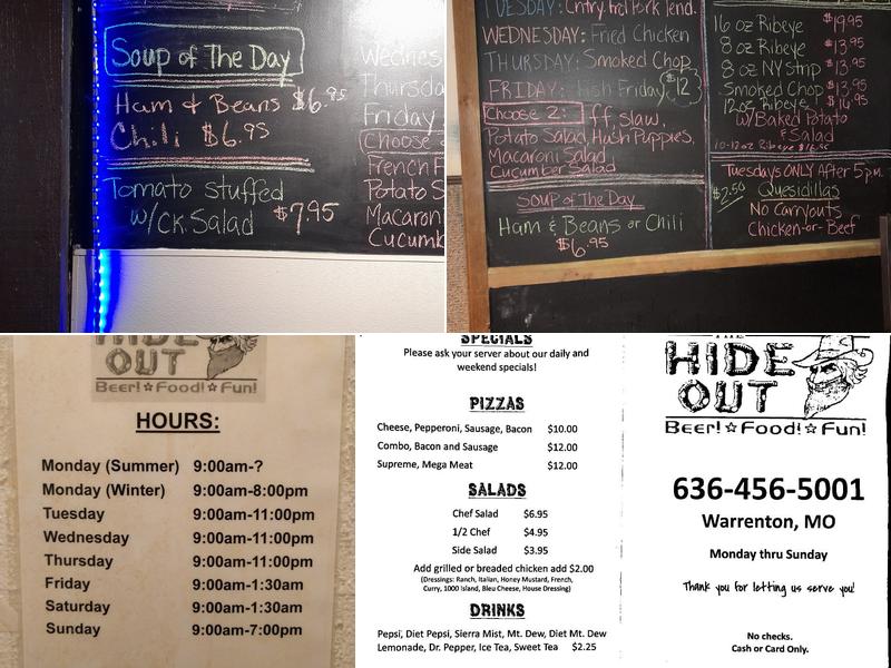 The Hide Out Menu