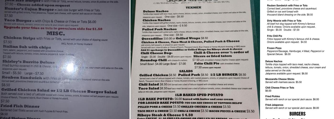 Happy Jacks Tavern Menu