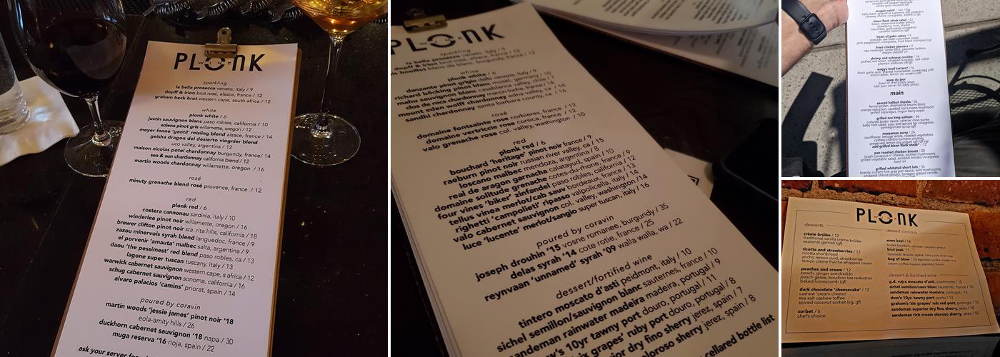 Plonk Bozeman Menu