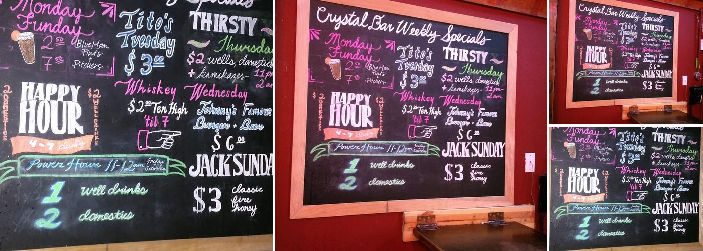 Crystal Bar Menu