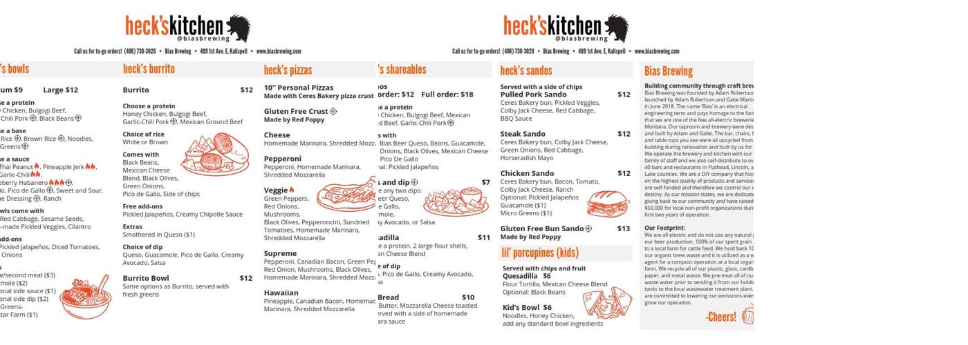 Bias Brewing Menu