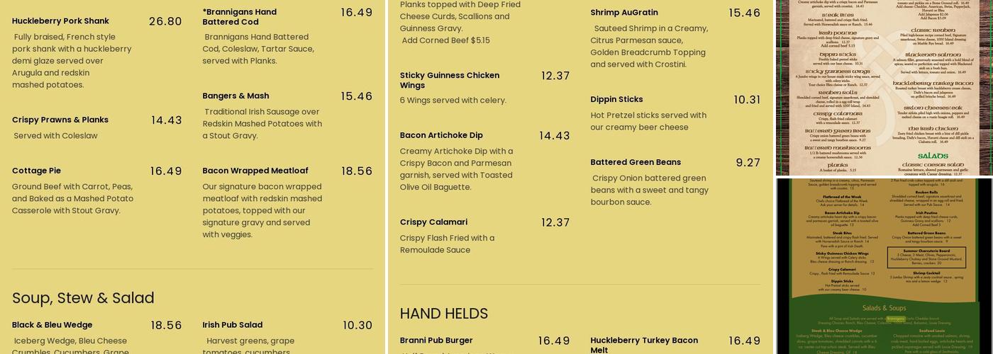 Brannigan's Pub Menu
