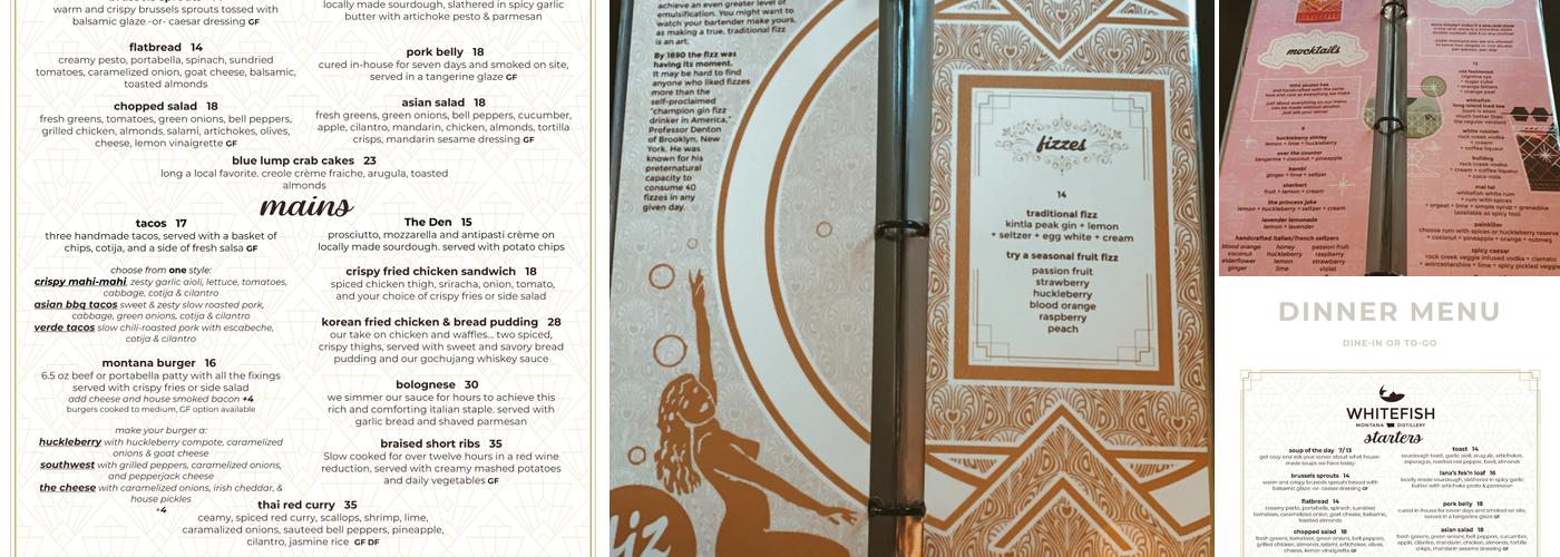 Whitefish Handcrafted Spirits Menu