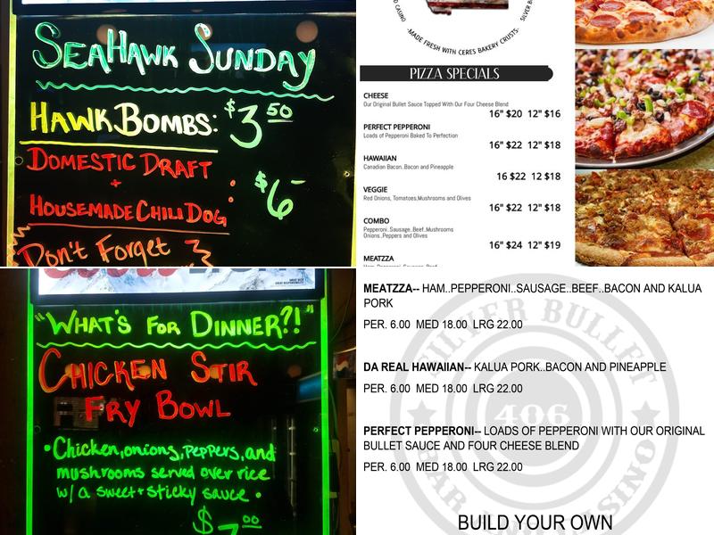 Silver Bullet Bar & Casino Menu