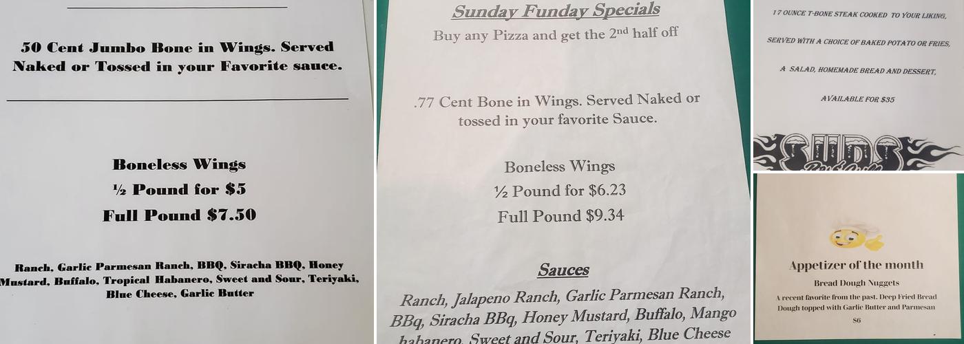 Suds Menu
