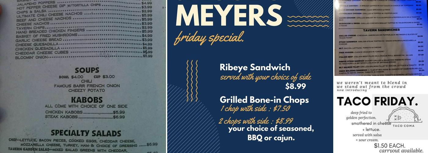 Jacobsmeyer's Tavern Menu