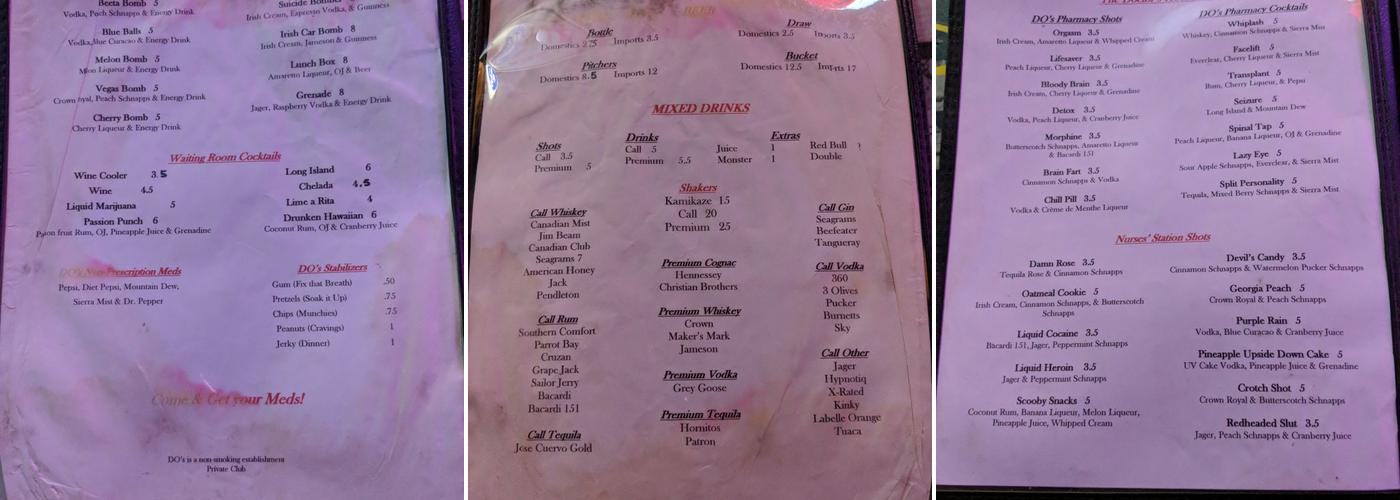 THE DOCTOR'S OFFICE Menu