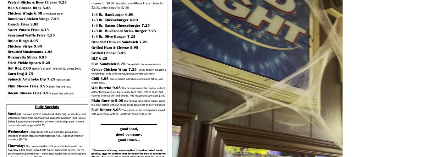 B & I Bar Menu