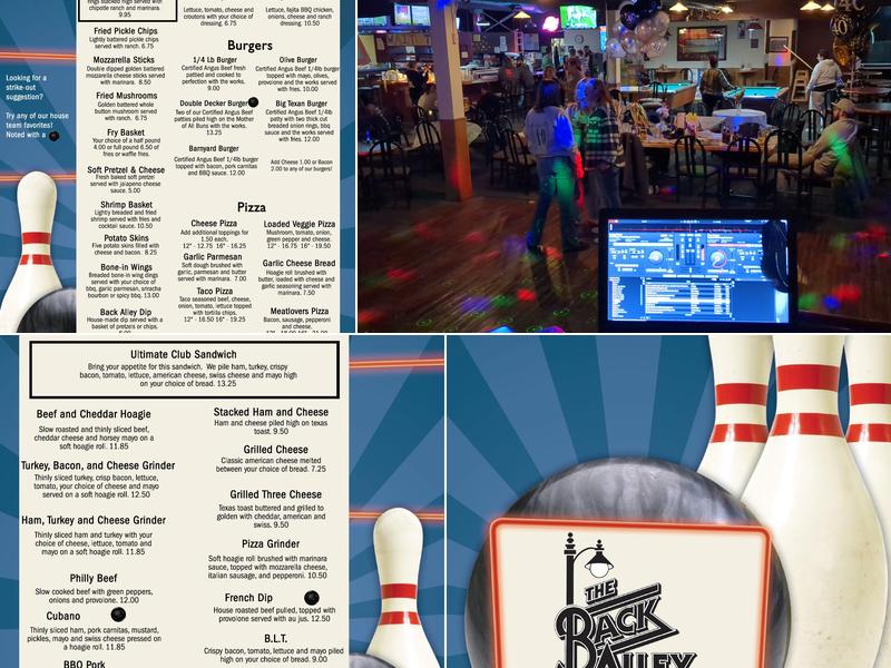 Back Alley Saloon Menu