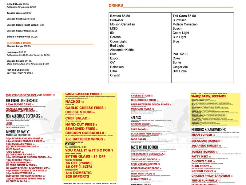 LAST CALL BAR AND GRILL Menu