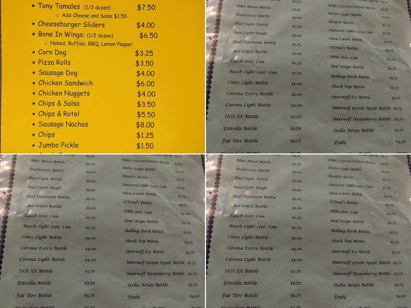 Pub Menu