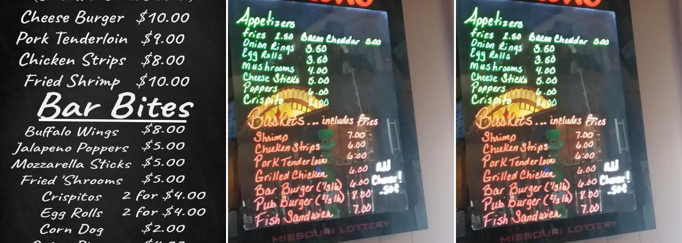 Dockside Pub Menu