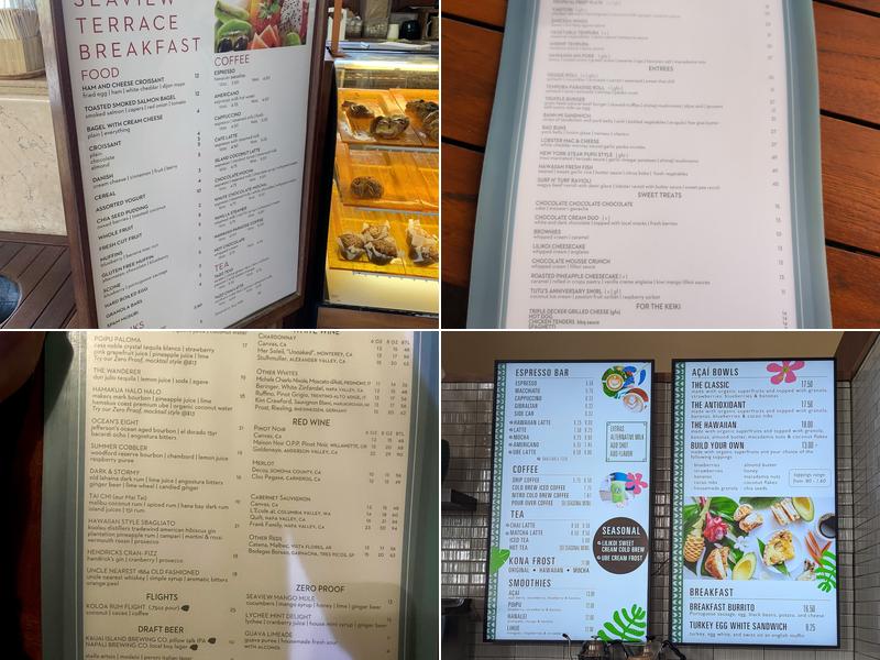 Seaview Terrace Menu