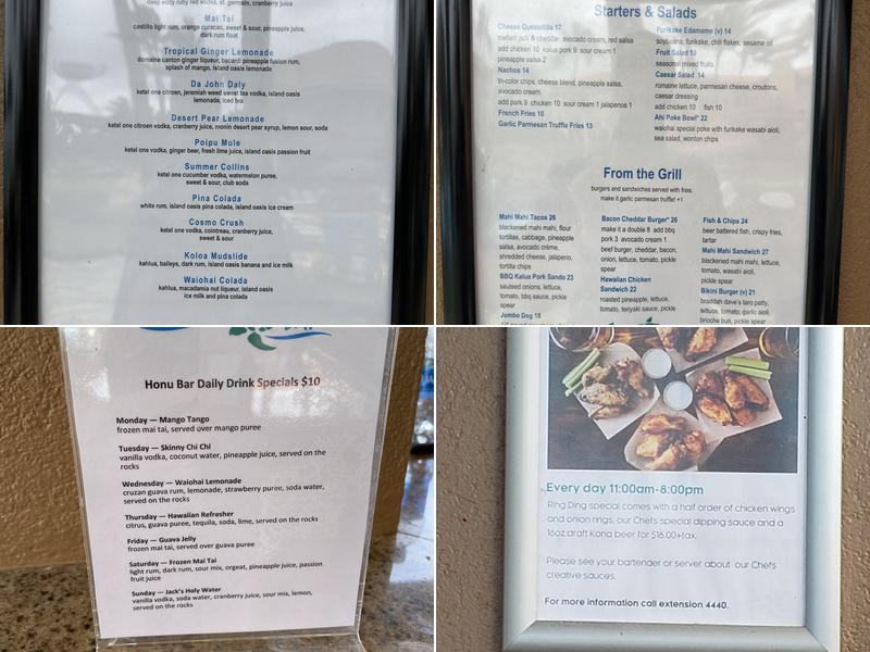 Honu Bar Menu