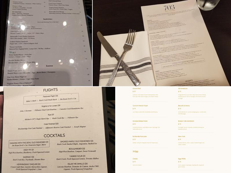 703 Bar + Kitchen Menu