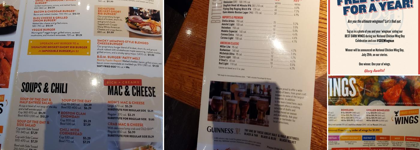 Glory Days Grill Menu