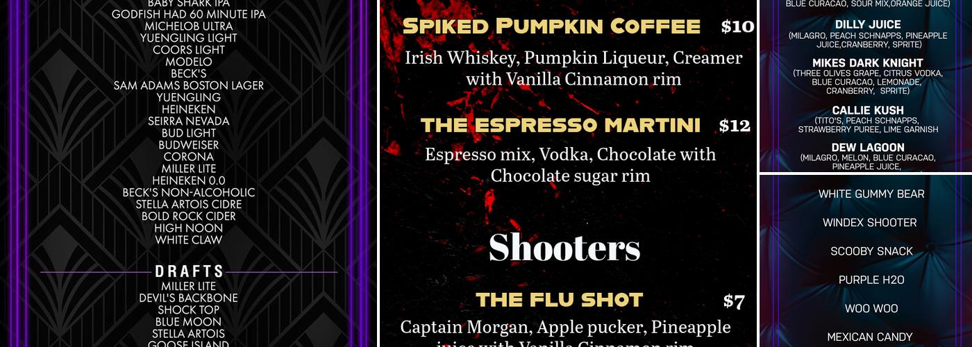 Breakers Sky Lounge Menu