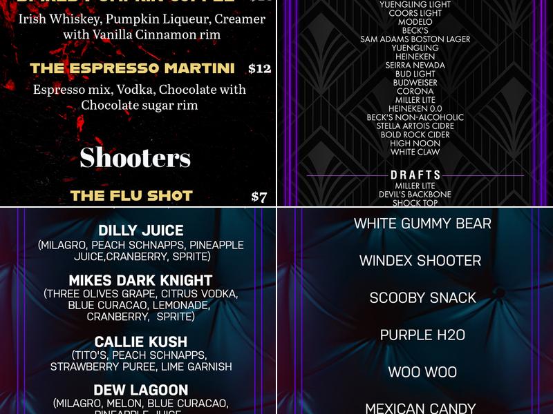 Breakers Sky Lounge Menu