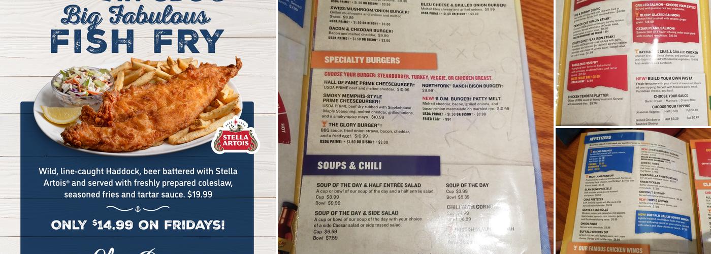 Glory Days Grill Menu