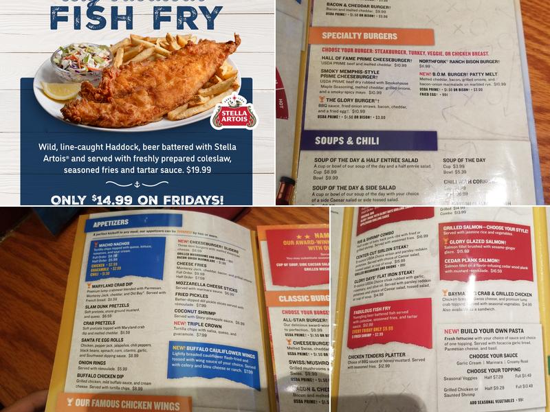 Glory Days Grill Menu