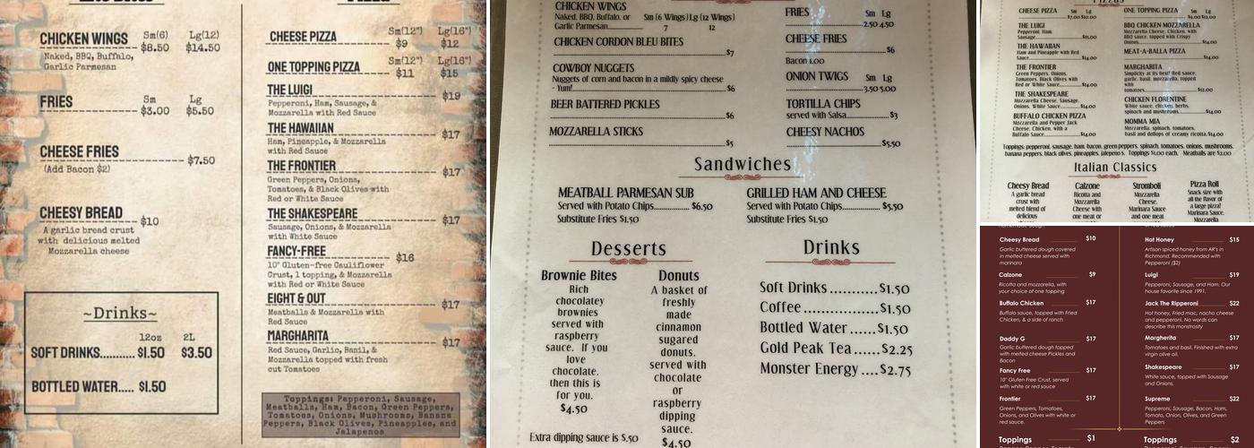 Bricks Restaurant and Pub Menu