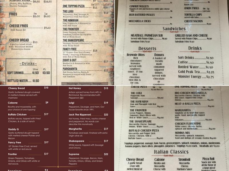 Bricks Restaurant and Pub Menu