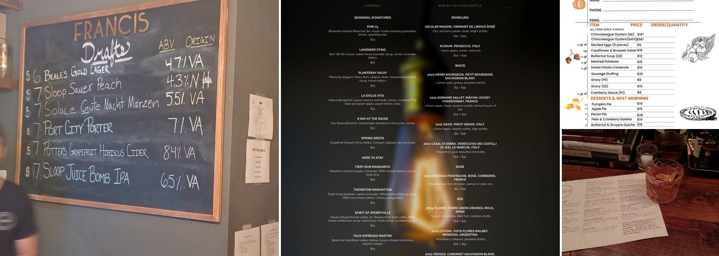 Bar Francis Menu