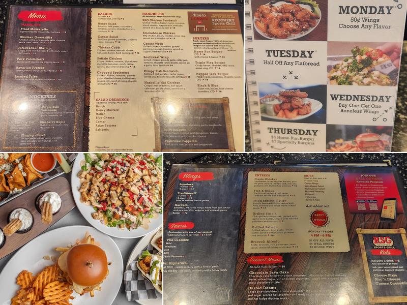 Monarch Recovery Sports Grill Menu