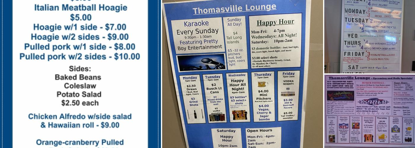 Thomasville Lounge Menu