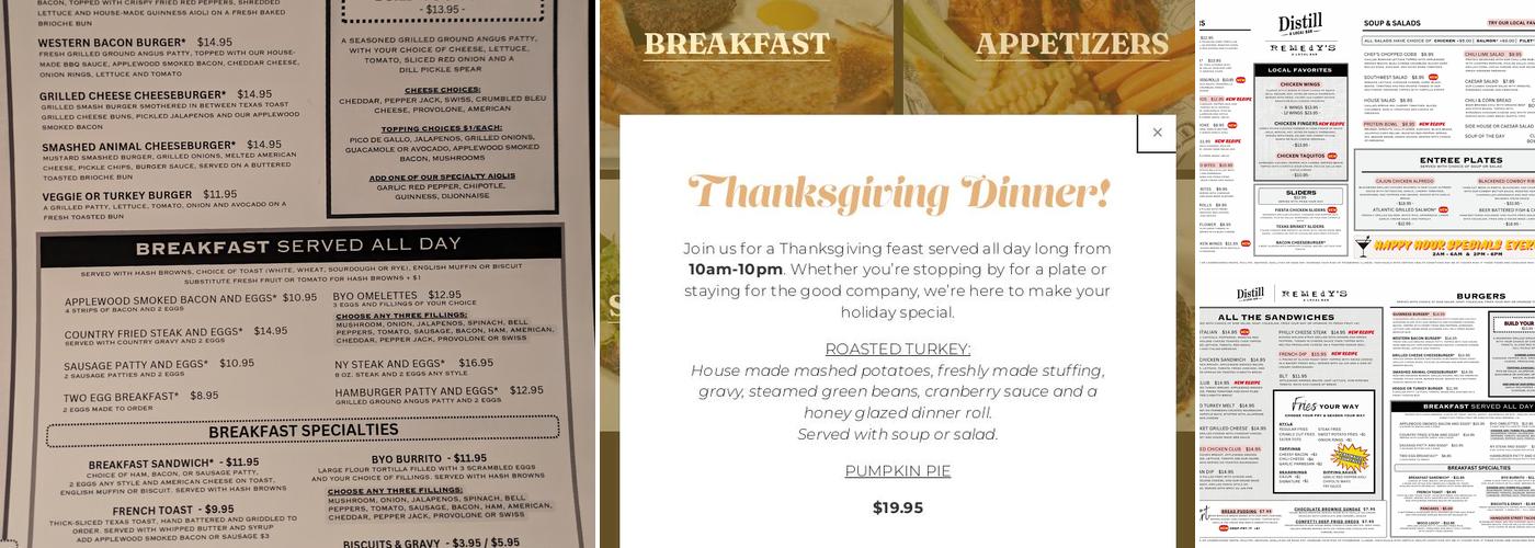 Distill - A Local Bar - Southern Highlands Menu