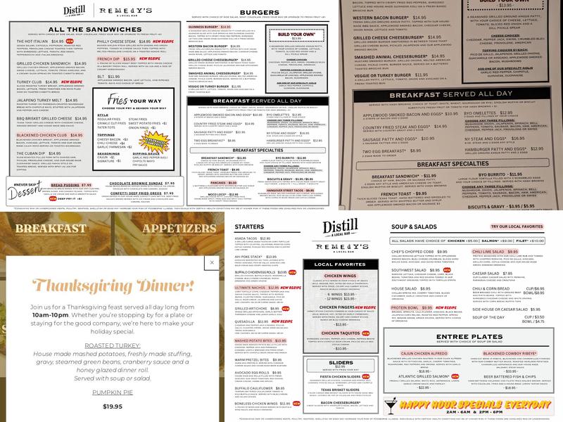 Distill - A Local Bar - Southern Highlands Menu